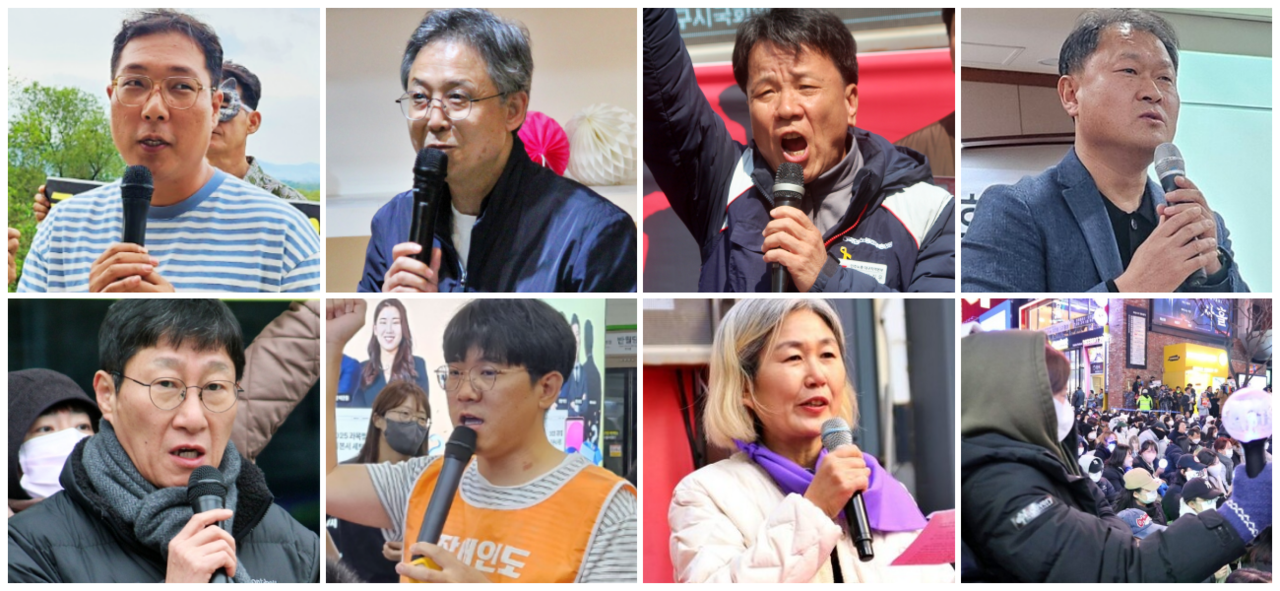 (왼쪽부터) 강금수 대구참여연대 사무처장, 이길우 민주노총 대구지역본부장, 송경인 대구경북여성단체연합 상임대표, 전근배 대구장애인차별철폐연대 정책국장, 은재식 우리복지시민연합 사무처장, 정수근 대구환경운동연합 생태보존국장 / 사진.평화뉴스