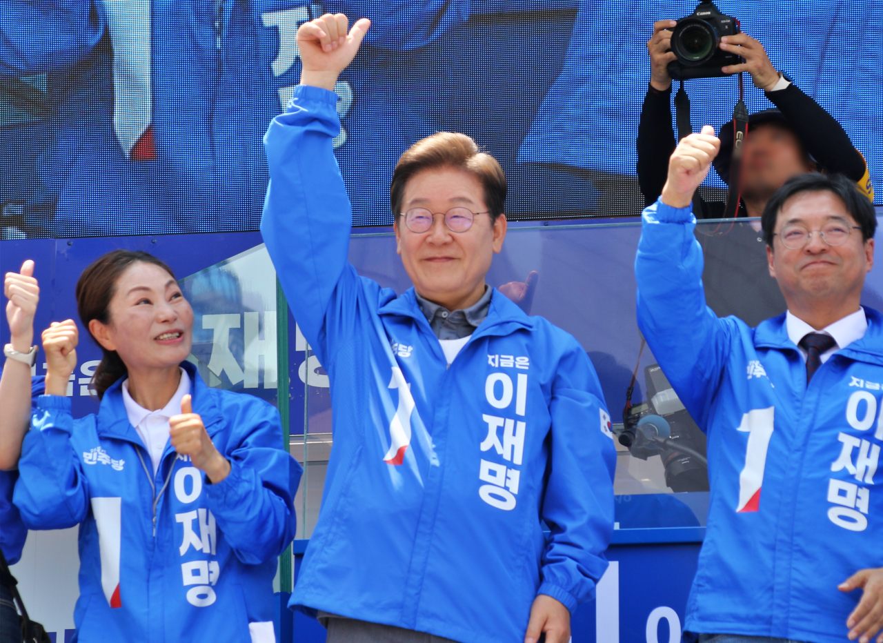 6.3 대선을 앞두고 마지막으로 TK에서 유세를 펼치는 더불어민주당 이재명 대선 후보(2025.6.1.동대구역 광장) / 사진.평화뉴스 김영화 기자