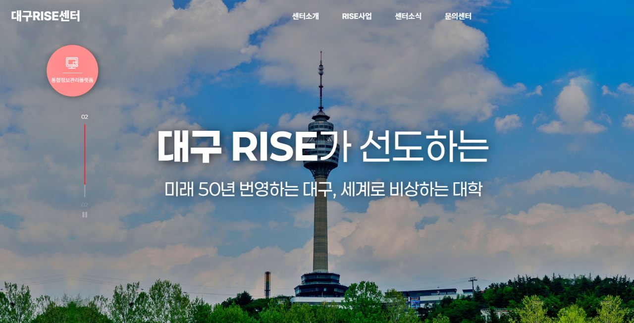 대구 라이즈 사업  홉페이지 화면 캡쳐
