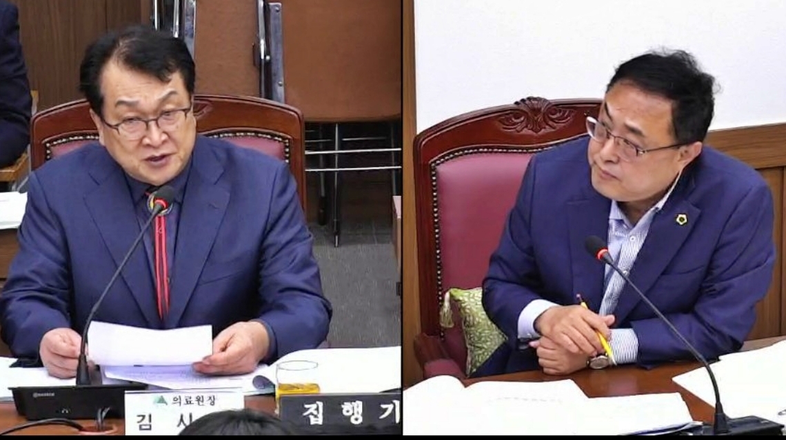 김시오 대구의료원장(왼쪽)이 김재우 대구시의원의 질의에 답변하고 있다.(2025.11.12) / 화면 캡처.대구시의회 영상회의록