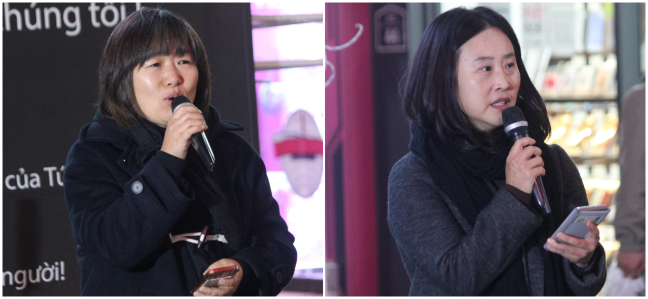 (왼쪽부터) 김희정 대구경북이주연대회의 집행위원장, 란미 경산이주노동자센터 활동가(2025.11.20) / 사진.평화뉴스 정준민 기자